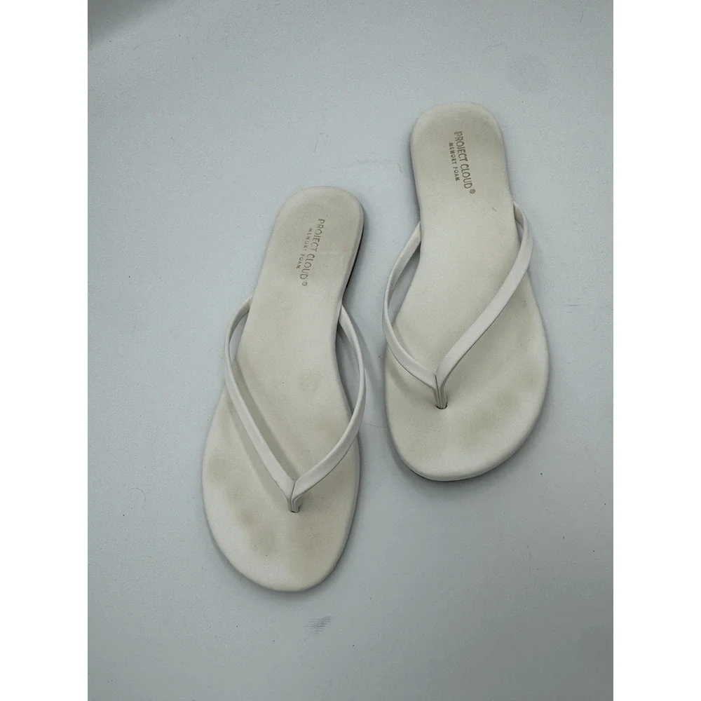 Project Cloud Memory Foam Thong Sandals Size 7 White